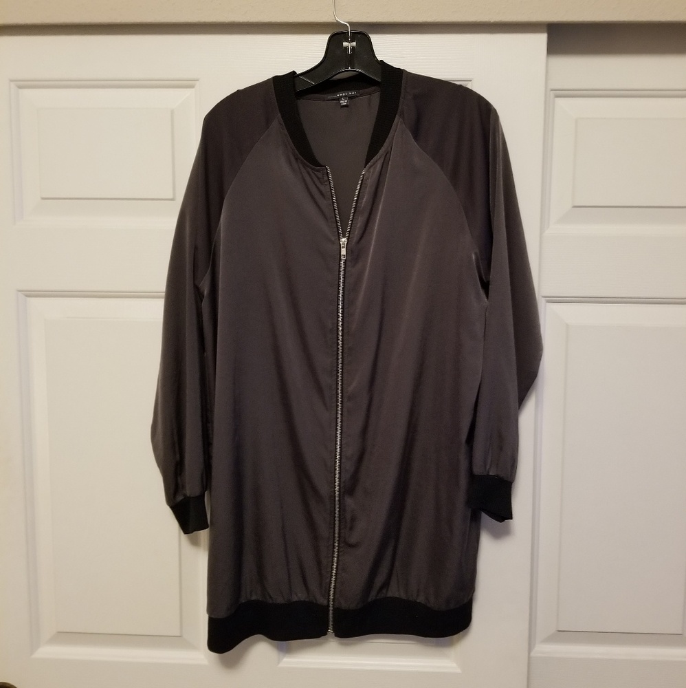 Satin long zip up satin jacket